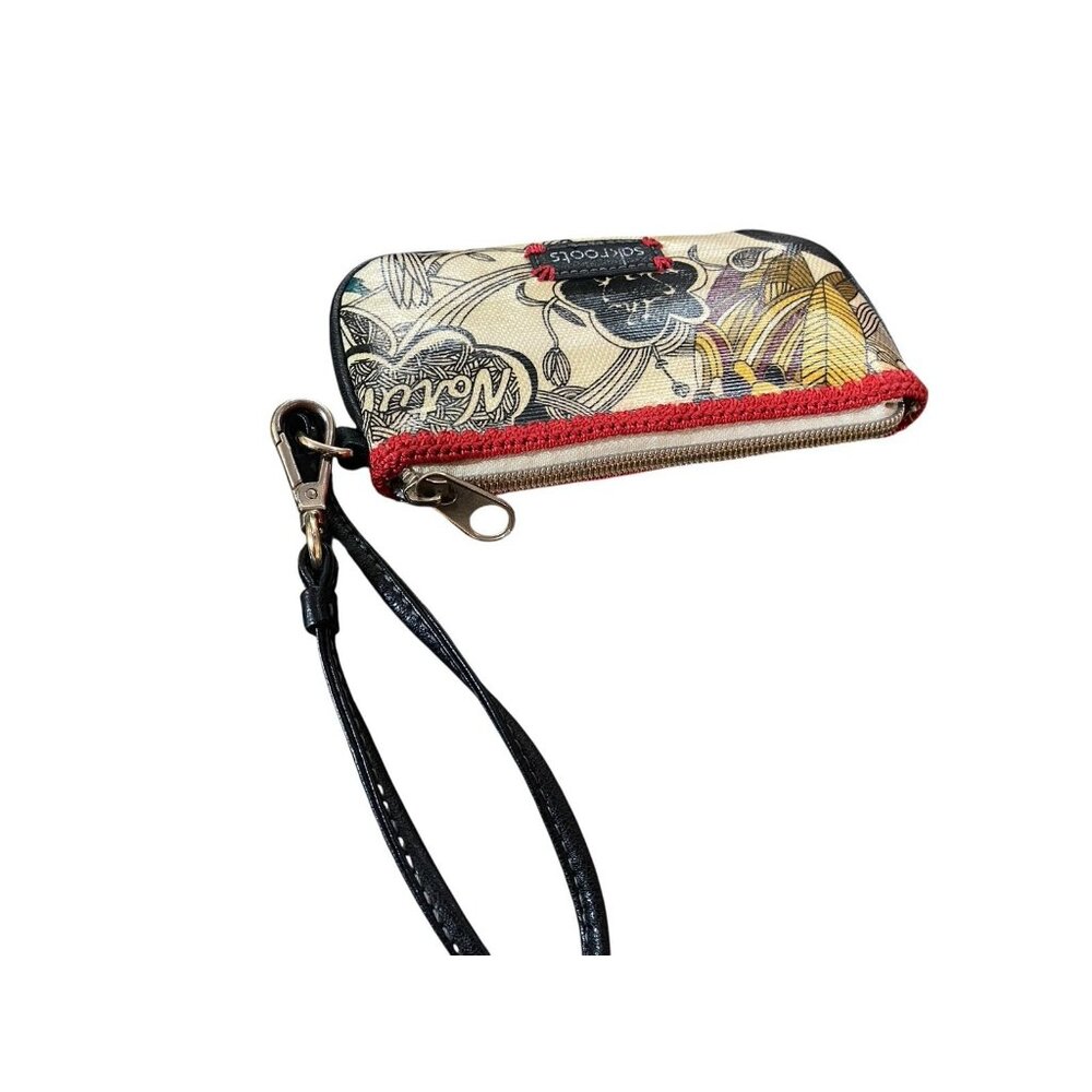 Sakroots Happy & Free Wristlet Wallet Key Ring Zip Pockets Boho Organizer Bag - Picture 3 of 5